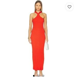 Line & Dot Lucky Dress in Scarlet